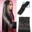 LORIEN Clip in Hair Extensions Real Human Hair, 22 Inch 110g, 1B Natural Black, Clip in 100% Brazilian Remy Human Hair Extensions 8pcs Per Set with 18 Clips Double Weft
