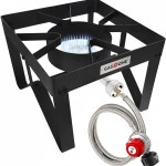 GasOne B-5200K Outdoor Cooker with High Pressure Steel Braided Hose Propane Burner Camp Stove