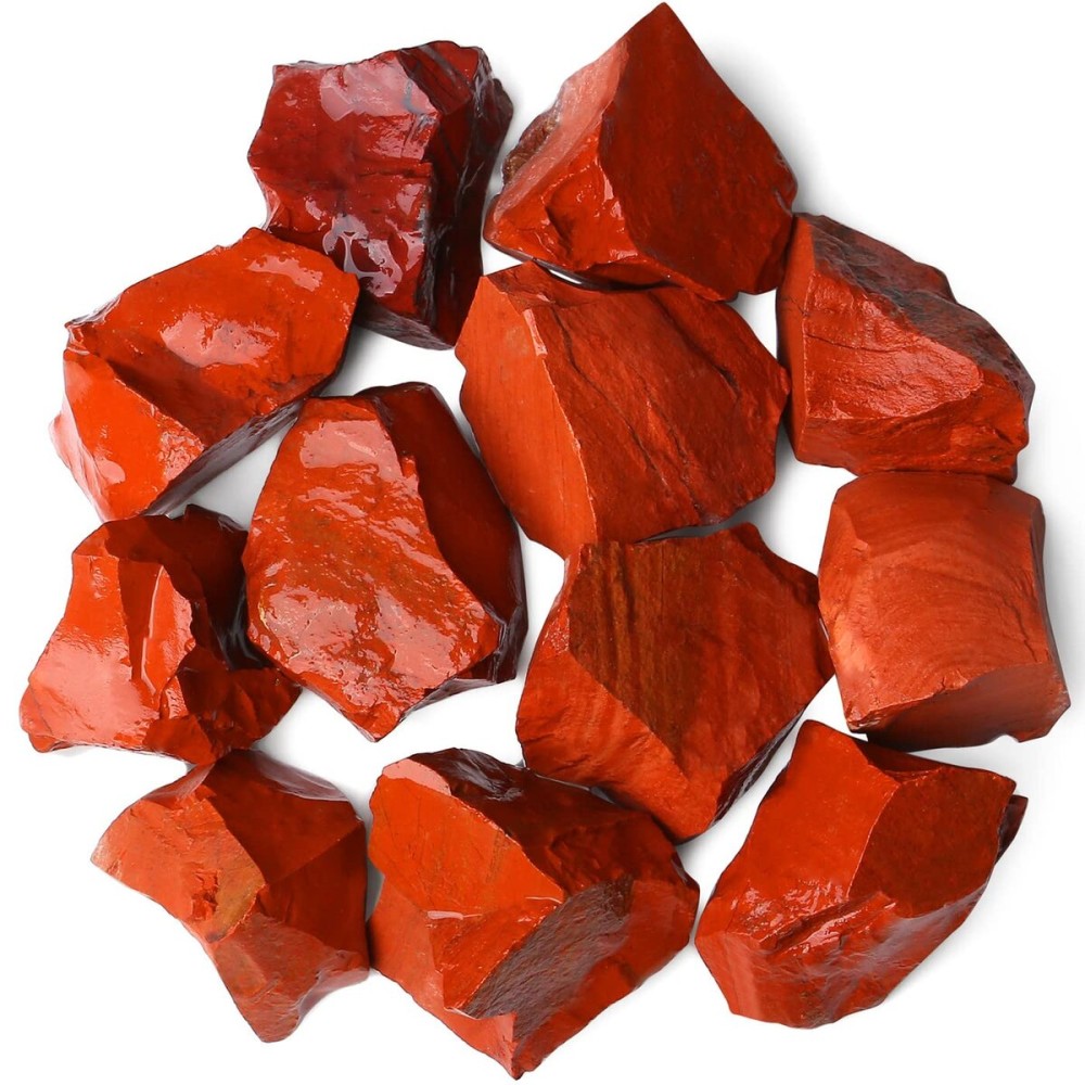 QINJIEJIE Red Jasper Raw Crystals Natural Rough Stones Bulk Large 0.8-1.2 Rocks Reiki Gemstones Fountain Rocks for Tumbling Cabbing Polishing Wire Wrapping Wicca Decoration 0.45 lbs
