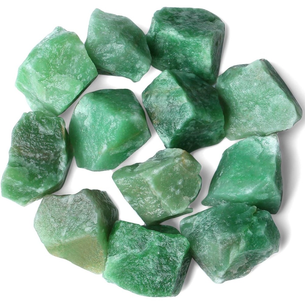 QINJIEJIE Green Aventurine Raw Crystals Natural Rough Stones Bulk Large 0.8-1.2 Rocks Reiki Gemstones Fountain Rocks for Tumbling Cabbing Polishing Wire Wrapping Wicca Decoration 0.45 lbs