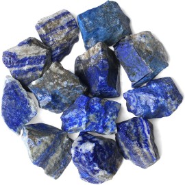 QINJIEJIE Lapis Lazuli Raw Crystals Natural Rough Stones Bulk Large 0.8-1.2 Rocks Reiki Gemstones Fountain Rocks for Tumbling Cabbing Polishing Wire Wrapping Wicca Decoration 0.45 lbs