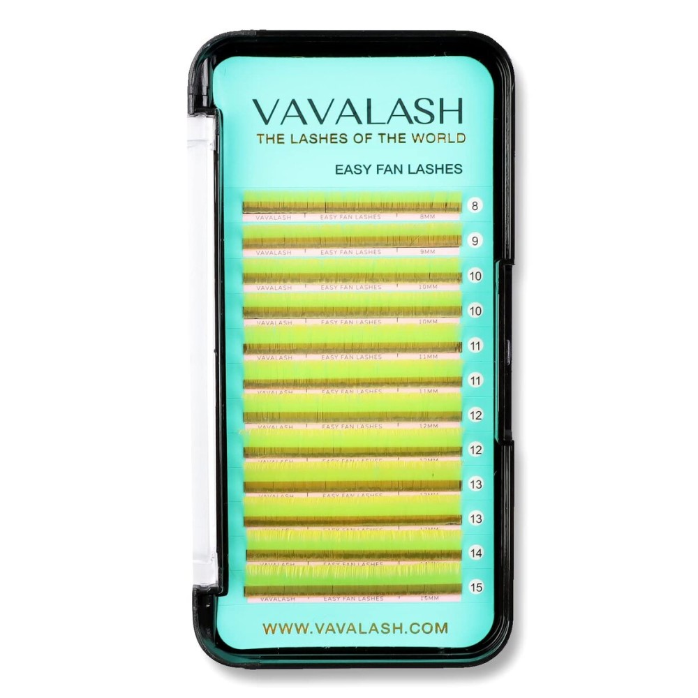 VAVALASH Colored Easy Fan Eyelash Extensions 0.07 D Curl 8-15mm Mixed Tray Yellow Self Fanning Lashes 2D-10D Colorful Volume lash extensionsYellow,0.07-D-8-15 Mix