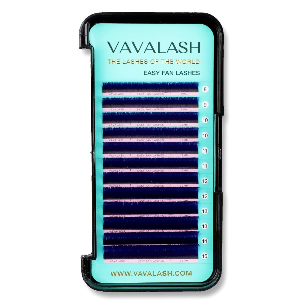 VAVALASH Colored Easy Fan Eyelash Extensions 0.07 D Curl 8-15mm Mixed Tray Blue Self Fanning Lashes 2D-10D Colorful Volume lash extensionsBlue,0.07-D-8-15 Mix