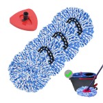 4 Pack Spin Mop Replacement Heads Microfiber Mop Refills Compatible with 2 Tank System Replace Head Safe for Cleaning All Hard-surfaced Floors Includes 1 Extra Mop Replacement Base