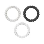 Dr. Browns Flexees Beaded Teether Rings, 100% Silicone, Soft & Easy to Hold, Encourages Self-Soothe, 3 Pack, Black, White, Gray, BPA Free, 3m+