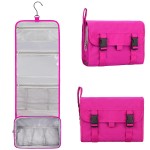 Relavel HangingTravel Toiletry Bag for Women, Large Capacity Toiletries Bag, Travel Essentials Organizer, Hanging Makeup Case for Accessories, Waterproof Bathroom Shower Bag (hot pink)