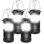 EXTRASTAR 4 Pcs LED Camping Lantern, Battery Powered Compact LED Lanterns, Suitable Survival Kits for Hurricane, Waterproof Portable Emergency Light for Storm, Outages, Black