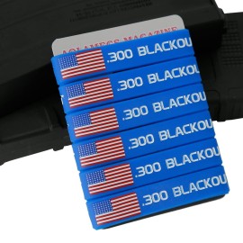 Aolamegs 300 Blackout Magazine Marking Band 6 Pack (Blue-White with Flag)