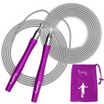 Jump Rope, High Speed Weighted Jump Rope - Premium Quality Tangle-Free - Self-Locking Screw-Free Design - Jump Ropes for Fitness - Skipping Rope for Workout Fitness, Crossfit & Home Exercises (Purple)