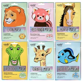 Epielle Character Face Mask Wild Kingdom 6 Pack, Fun & Effective Korean Skin Care, Spa Party Favors, Stocking Stuffers, Birthday Gifts for Women, Self Care Gifts