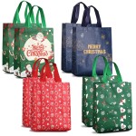 Aviski 8PCS Christmas Tote Treat Non-Woven Gift Bags with Handles for Gifts Wrapping Shopping, Xmas Party Supplies, 12.29.84.53inch