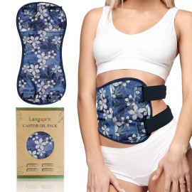 Langsprit Castor Oil Pack Wrap,Organic Cotton Castor Oil Packs for Liver Detox,Reusable Castor Oil Pads Pack Compress for Stomach,Castor Oil Packs Body kit L