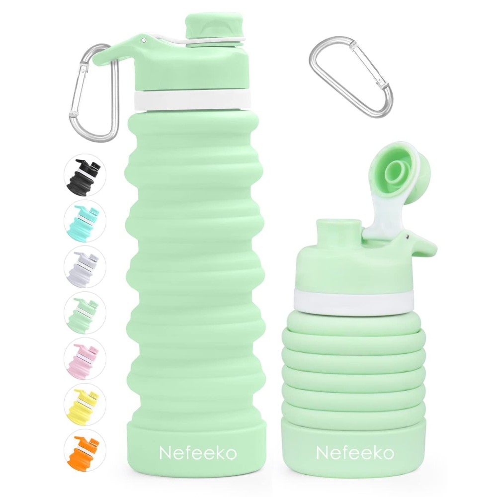 Nefeeko Collapsible Water Bottle, 26oz Silicone Foldable Water Bottles Leakproof BPA Free Travel Water Bottles with Carabiner, Portable Sport Water Bottles for Camping,Hiking Outdoor Indoor Sport