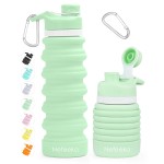 Nefeeko Collapsible Water Bottle, 26oz Silicone Foldable Water Bottles Leakproof BPA Free Travel Water Bottles with Carabiner, Portable Sport Water Bottles for Camping,Hiking Outdoor Indoor Sport