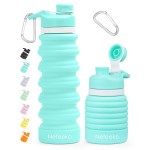 Nefeeko Collapsible Water Bottle, 26oz Silicone Foldable Water Bottles Leakproof BPA Free Travel Water Bottles with Carabiner, Portable Sport Water Bottles for Camping,Hiking Outdoor Indoor Sport