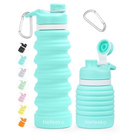 Nefeeko Collapsible Water Bottle, 26oz Silicone Foldable Water Bottles Leakproof BPA Free Travel Water Bottles with Carabiner, Portable Sport Water Bottles for Camping,Hiking Outdoor Indoor Sport