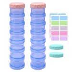 2 Pack 7 Day Pill Organizer Case Stackable Weekly Supplements Vitamins Pills Holder Dispenser Large Translucent Blue with Extra Lid