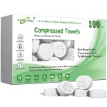 Fancyou Compressed Towel Tablets 100 Count, Thickened Disposable Face Towel Biodegradable Cotton Cloths, Portable Mini Compressed Washcloths Coin Tissue for Travel, Gym, Home, Outdoor Activities