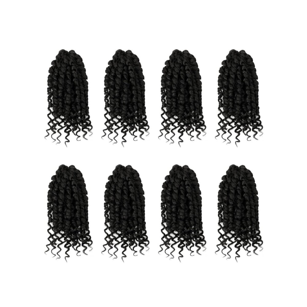 Bileaf Short Passion Twist Hair 6 Inch Pre-twisted Passion Twist Crochet Hair 8 Packs Pre-looped Crochet Passion Twist Braiding Crochet Hair for Women Girls and Kids Bohemian Hair Extensions Off Black
