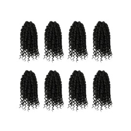 Bileaf Short Passion Twist Hair 6 Inch Pre-twisted Passion Twist Crochet Hair 8 Packs Pre-looped Crochet Passion Twist Braiding Crochet Hair for Women Girls and Kids Bohemian Hair Extensions Off Black