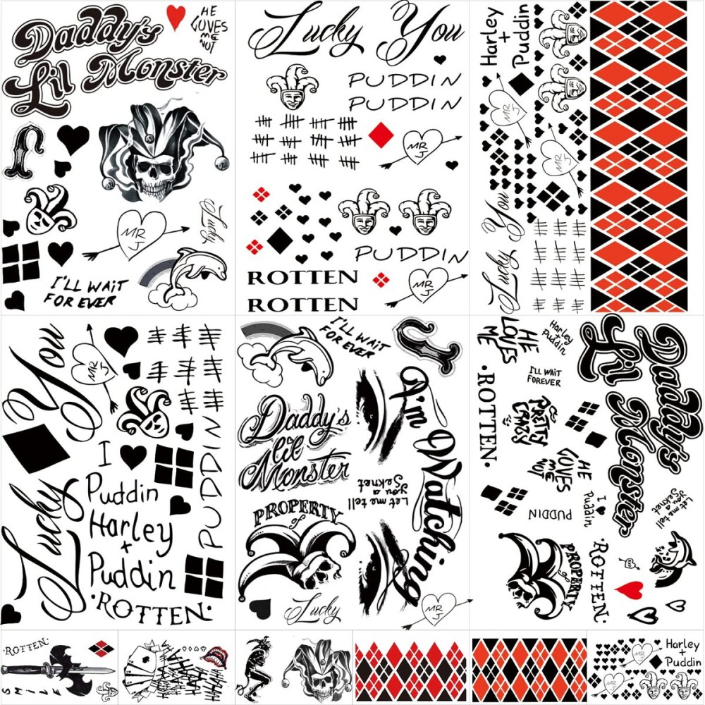 JEEFONNA 22 Sheets Halloween HQ Joker Temporary Tattoos, Perfect Halloween Face Tattoos Costumes, Halloween Party Accessories and Cosplay (Women\'s)