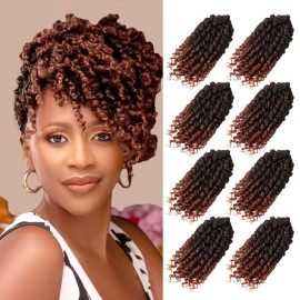Bileaf Short Passion Twist Hair 6 Inch Pre-twisted Passion Twist Crochet Hair 8 Packs Pre Looped Crochet Passion Twist Braiding Crochet Hair for Women and Kids Bohemian Synthetic Hair Extensions T350
