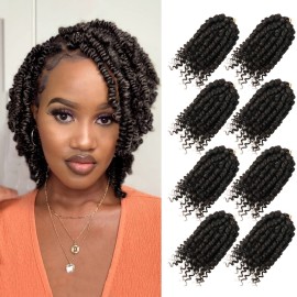 Bileaf Short Passion Twist Hair 6 Inch Pre-twisted Passion Twist Crochet Hair 8 Packs Pre-looped Crochet Passion Twist Braiding Hair Bohemian Twist Crochet Hair for Women and Kids 4