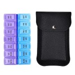 VOFOON Travel Pill Organizer 2 Times a Day, Large AM PM Pill Organizer 7 Day, PU Leather Daily Pill Box Case, Weekly Pill Medicine Organizer for Vitamins Medicine Fish Oils Supplements (L Size)