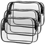 PACKISM Clear Makeup Bags - 3 Pack Clear Travel Bags for Toiletries for Women, Cosmetic Bags Carry on Toiletry Travel Essentials, Black Large