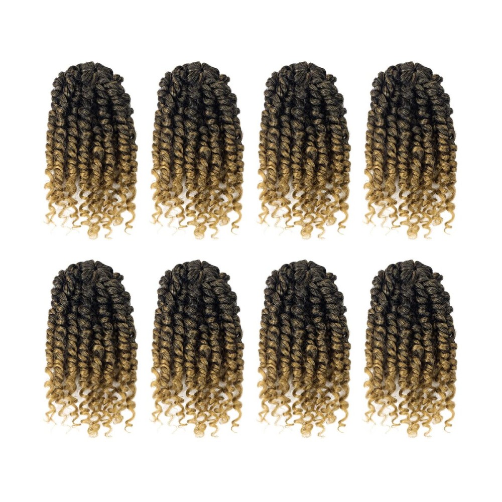 Bileaf Short Passion Twist Hair 6 Inch Pre-twisted Passion Twist Crochet Hair 8 Packs Pre-looped Crochet Passion Twist Braiding Hair for Women and Kids Bohemian Synthetic Hair Extensions T27