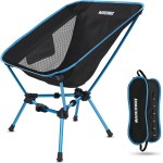 MARCHWAY Lightweight Folding Camping Chair, Portable Foldable Compact for Outdoor Camp, Travel, Beach, Picnic, Festival, Hiking, Backpacking, Supports 330Lbs (Blue)