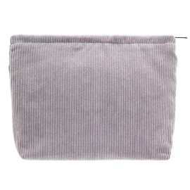 PAZIMIIK Makeup Bag Large Zipper Corduroy Make Up Pouch for Purse Travel Canvas Cosmetic Organizer for Women Brush Storage,Grey
