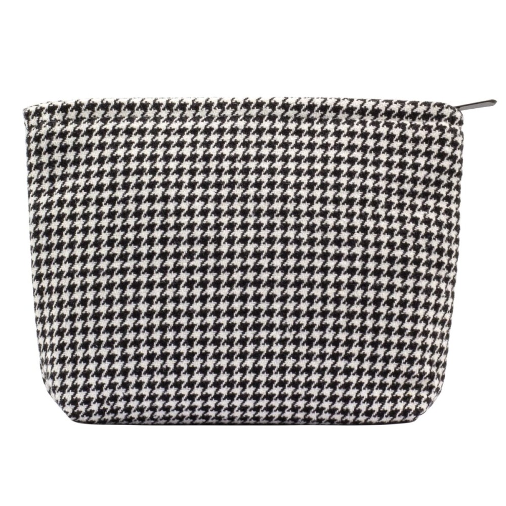 Makeup Bags for Purse Zipper Cosmetic Pouch Large Travel Canvas Make Up Organizer Tool Pouch for Women and Girls,Houndstooth Black