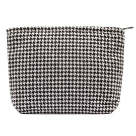 Makeup Bags for Purse Zipper Cosmetic Pouch Large Travel Canvas Make Up Organizer Tool Pouch for Women and Girls,Houndstooth Black