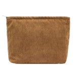 PAZIMIIK Makeup Bag Large Zipper Corduroy Make Up Pouch for Purse Travel Canvas Cosmetic Organizer for Women Brush Storage,Brown