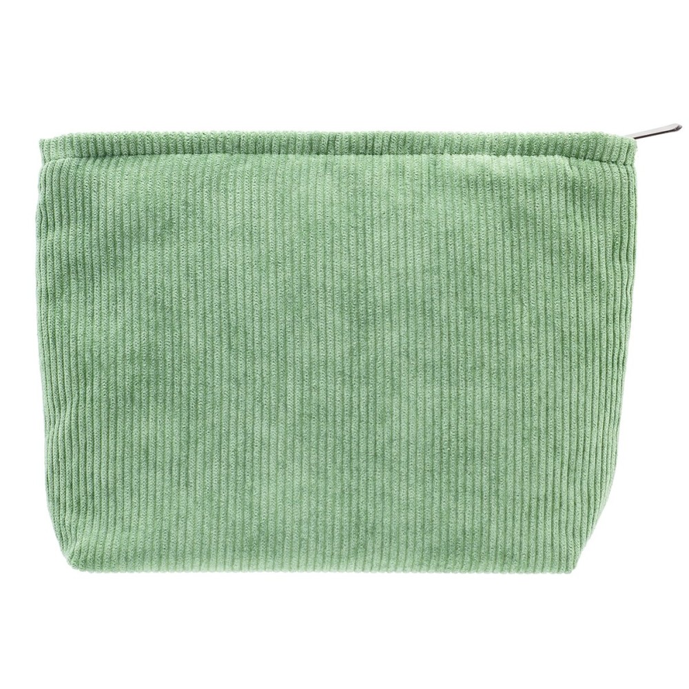 PAZIMIIK Makeup Bag Large Zipper Corduroy Make Up Pouch for Purse Travel Canvas Cosmetic Organizer for Women Brush Storage,Green