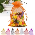 ANZNKU 50 Pack Organza Bags 5 x 7 Inch, Orange Sheer Favor Bags Drawstring for Jewelry, Small Mesh Gift Bags for Wedding & Halloween Candy Party Favors