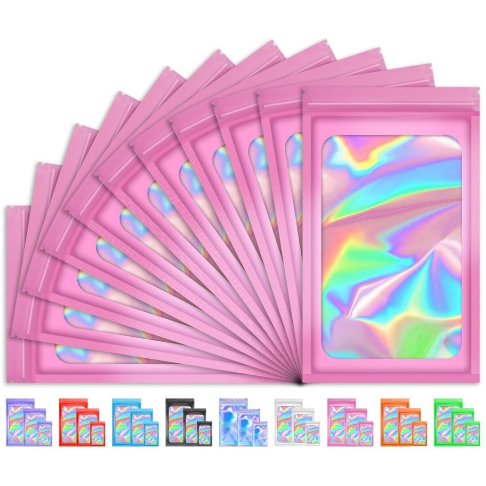 TIFICAL 100PCs Holographic Bags | Smell Proof & Resealable Packaging for Lashes, Press On Nails & Jewelry | Small Business/Home Storage with Sample Baggies
