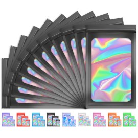 TIFICAL 100PCs Holographic Smell Proof Packaging | Resealable Bags for Lashes, Press On Nails & Jewelry | Food Storage Sample Pouch for Small Business/Candy