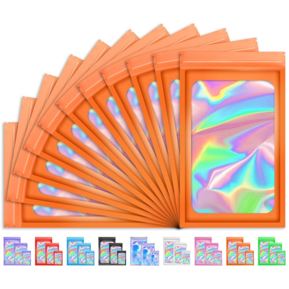 TIFICAL 100 PCS Holographic Bags for Lashes, Candy, Small Baggies Sample Bag Smell Proof Packaging Bag for Jewelry, Present, Resealable Bags for Small Business