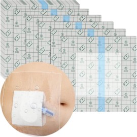 Waterproof Shower Cover Shields, Non-Stick Center Pad for Dialysis Port Picc Line Chest Catheter PD Peritoneal Dialysis Chemo Feeding Tube Peg G-Tube Patient Bandage Protector, 8x8(Pack of 25)