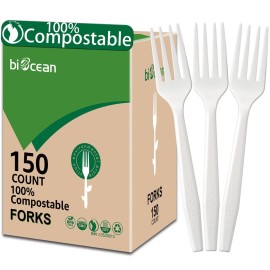 BIOCEAN 100% Compostable No Plastic Knives Forks Spoons Utensils, The Heavyweight Heavy Duty Flatware is Eco Friendly Products for Lounge Party Wedding BBQ Picnic Camping.