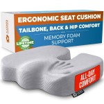 5 STARS UNITED Seat Cushion for Tailbone Pain Relief - Memory Foam Cushion for Coccyx, Hip, Hemorrhoid, Sciatica & Post-Surgery Recovery - Wheelchair, Car, Desk, Gaming & Office Chairs, L Gray