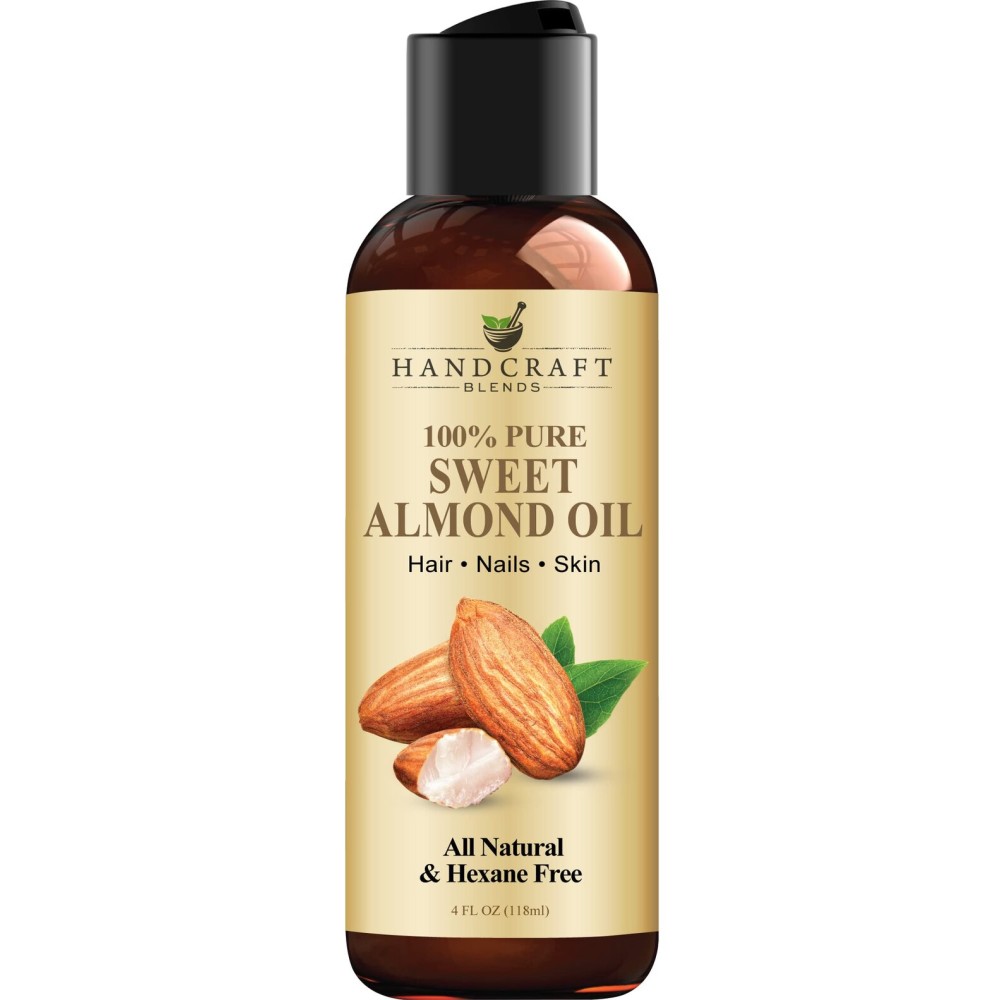 Handcraft Blends Sweet Almond Oil - 4 Fl Oz - 100% Pure and Natural - Premium Grade Carrier Oil for Skin and Hair - Hair and Body - Massage - Hexane-Free