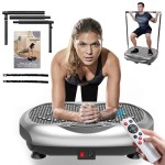 Natini Vibration Plate Exercise Machine - Whole Body Workout Vibration Platform Lymphatic Drainage Machine for Weight Loss Home Fitness W/Pilates Bar Resistance Bands Remote - Silver