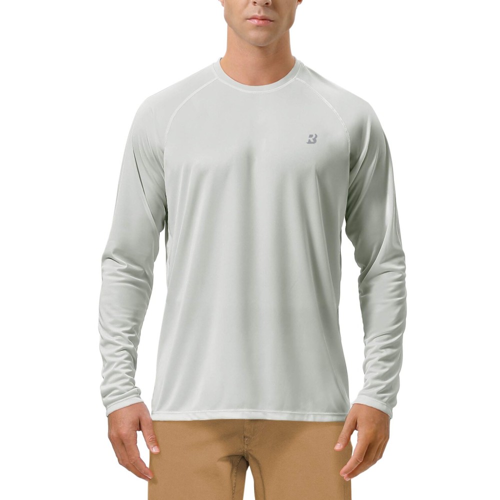 Roadbox Mens UPF 50+ UV Sun Protection Shirts Outdoor Long Sleeve SPF Diving Rash Guard for Fishing Hiking Swimming Grey