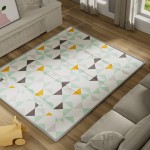 UANLAUO Foldable Baby Play Mat, Extra Large Waterproof Activity Playmats for Babies,Toddlers, Infants, Play & Tummy Time, Foam Baby Mat for Floor with Travel Bag (Triangle(71x59x0.4inch))