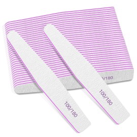 50Pcs Nail File Set, Emery Board Nail Files 100/180 Grit for Poly Nail Extension Gel and Acrylic Nails Nail File for Natural Nails Nail Filers Manicure Tool