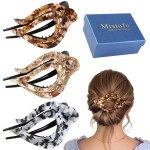Mistofu 3Pcs French Concord Hair Claw Clips for Women - Curved Strong Hold No Slip Grip Clips for Thick and Thin Hair (Multicolor 1)