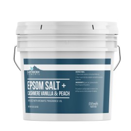 Earthborn Elements Cashmere Vanilla & Peach Epsom Salt 8 lb, One Gallon Bucket, Pure & Undiluted, Soaking Salt with Fragrance